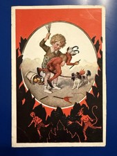 KRAMPUS BEING SPANKED BY A YOUNG BOY W/HIS OWN SWITCH-RARE-HTF picture