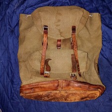 Title:Vintage Swiss Army Rucksack Salt and Pepper Canvas Leather Backpack... picture