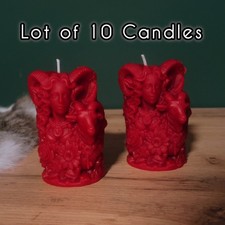 WHOLESALE Bulk Lot Of 10 Red Beeswax Pillar Candles Aries Zodiac Astrology Witch picture