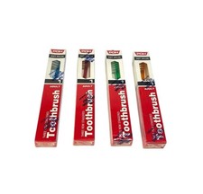 Lot of 4 Vintage POH Soft Nylon 3 Row Staggered Toothbrushes USA NEW Sealed picture