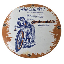 Vintage Continental Porcelain Sign - Auto Car & Bike Tires Gas Pump Sign picture