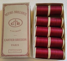 Retors Brillante Cotton Spool Thread + Box CARTIER-BRESSON Paris #194 Ombre Red  picture