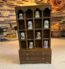 Mini Wooden Thimble Display Cabinet Shelf Rack, includes thimbles picture