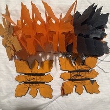 RARE Antique Dennison Halloween Tissue Paper Leaf Garlands Lot 3 c1910s  picture