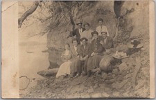 c1910s Real Photo RPPC Postcard Family Outing / Posing by the Lake / Unused picture