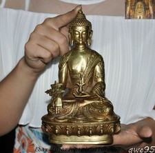 Tibet Buddhism Brass Sakyamuni Shakyamuni Medicine Buddha Statue Collect picture