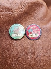 Vintage 1952 1953 MINNESOTA Licensed CHAUFFEUR Button Pins Lot of 2 picture