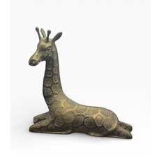 Vintage Large Brass Giraffe Figurine Seated 10.5