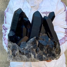 9.8LB Large Natural Smoky Black Quartz Crystal Cluster Raw Mineral Specimen picture