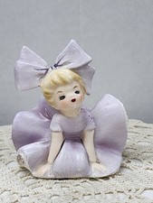 Vintage 1963 Inarco Bloomer Girl Big Bow Kneeling Girl Figurine E-1059 Kitschy picture