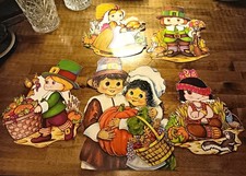 5 VTG 1970's Beistle Cardboard Cut Outs Thanksgiving Wall Décor picture