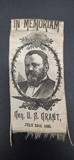 Antique 1885 General Ulysses S. Grant printed fabric memorial ribbon Civil War  picture