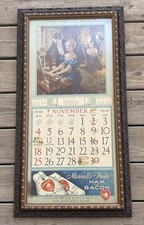 1934 John Morrell Pride Ham Bacon Advertising Calendar Ottumwa Iowa Framed 33x17 picture