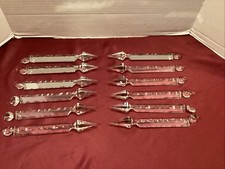 Antique 12 French Cut Crystal Argand Cornelius Chandelier Luster Spear 8” Prisms picture
