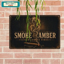 Cigar Smoke Pinup Girl Abstract Silhouette Canvas Style Metal Tin Sign Print picture