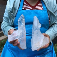 2pcs 5.08 LB Natural Clear Quartz Cluster Crystal Mineral Heals Specimen 6648 picture