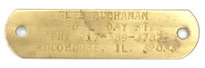 Vintage 1960s Brass Dog Tag Glen Buchanan Roodhouse Illinois picture