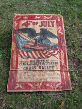 Antique 4th Of July Patriotic Firework Poster Grass Valley California Paper Sign picture