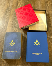 Vintage Masonic Holy Bibles 1944 & 1971 Freemason Lodge Books Lot of 2 picture