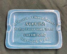 Antique Advertising Sykora Cherbourg France Clothing Tailor Majolica Ashtray picture