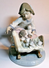 1991 Lladro 5784 Porcelain Figure Retired 1997 Girl w A Cradle of Kittens picture