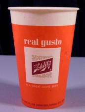 Vintage 1965 Schlitz Waxed Paper Beer Cup 12 Ounce slf4 picture
