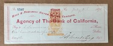 1870 Hale Norcross Silver Mining Virginia City Nevada Check RN-B17B John Mackay picture