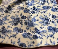 Beautiful Vintage Antique Porcelain Plate w/ Cobalt Blue Rose Pattern - 8 1/8