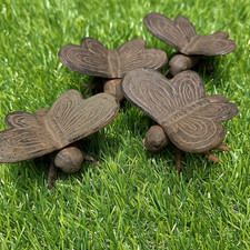 4 VINTAGE Cast Iron Butterfly - Garden Art - Paperweight - Plant Pot Decoration picture