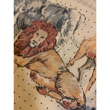 Set Of 2 Vintage African Safari Pillowcases Muslin Jungle Lion Zebra Elephant picture