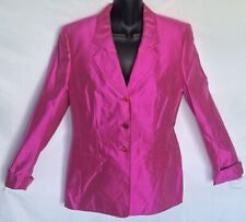 ESCADA Womens Fuchsia Pink Iridescent Silk 3 Button Jacket Blazer Sz 36 NWOT picture