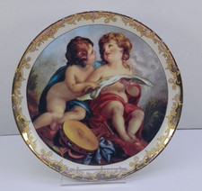 Vintage Italian Porcelain Cherub Putti Decorative Plate Gold Gilt IDAC 8