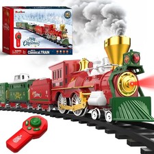 Hot Bee Christmas Train Set with RC Train Toys w/Smoke, Lights & Sound picture