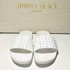 Jimmy Choo White Rey Slides- Size 40 *New without Box* picture