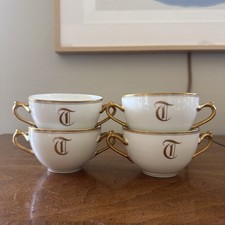 B&C Limoges France Higgins Seiter NY “T” Bullion Cups, Gold Split Handles & Trim picture