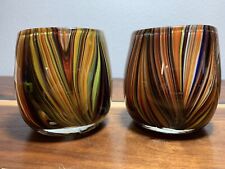 Retro Swirl Glass Multicolor Candle Votive Holder by Missoni for Target Set of 2 picture
