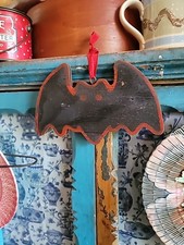Halloween Decoration Bat Folk Art Painted Wood Handmade 1930s ONE OF A KIND RARE picture