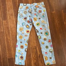 MOSCHINO Denim Pants Women's Size M Luxury Designer Rare Limited Edition VHT picture