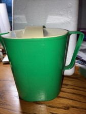 Vtg 1940-50”s Beacon Plastic Burns’ Drug Store Elgin,Illinois Covered Pitcher picture