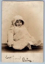 c1910's Cute Baby Girl Winter Suit With Hat RPPC Photo Antique Postcard picture