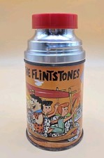 Vintage 1962 Flintstones Metal Aladdin Indust Thermos Hanna Barbera Fred Wilma picture