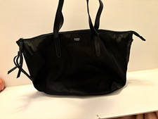 Botkier Black Tote Bag Zip Top Double Handles Inner Pockets Silver Hardware picture