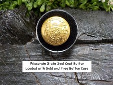 Old Rare Vintage Antique War Relic Wisconsin State Seal Coat Button Free Case picture
