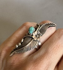Vintage Navajo Sterling Silver Turquoise Ring  Size 6 picture