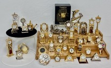 VINTAGE 37 PC GOLD-TONE MINI CLOCKS ~ 29 WORKING/8 W/ISSUES ~ ELGIN*FABERGE ++ picture
