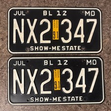 1991 Missouri License Plate Pair Truck # NX2 347 picture