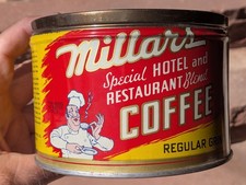 Vtg. 1940's Rarest Millar's Coffee Tin Mint Condition $60 picture