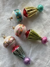 3 Vintage 1990 Christopher Radko Rosse Lamp Drop Ball Christmas Ornament - RARE picture