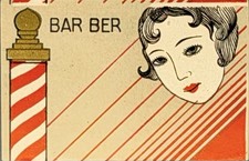 Vintage Japanese Matchbox Label Barber Shop Hair Salon Flapper Art Deco Ephemera picture