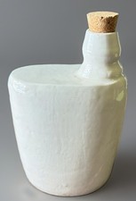 Antique 19thC Stoneware Spade Field Flask Canteen Tapered Utilitarian Bottle 8x5 picture